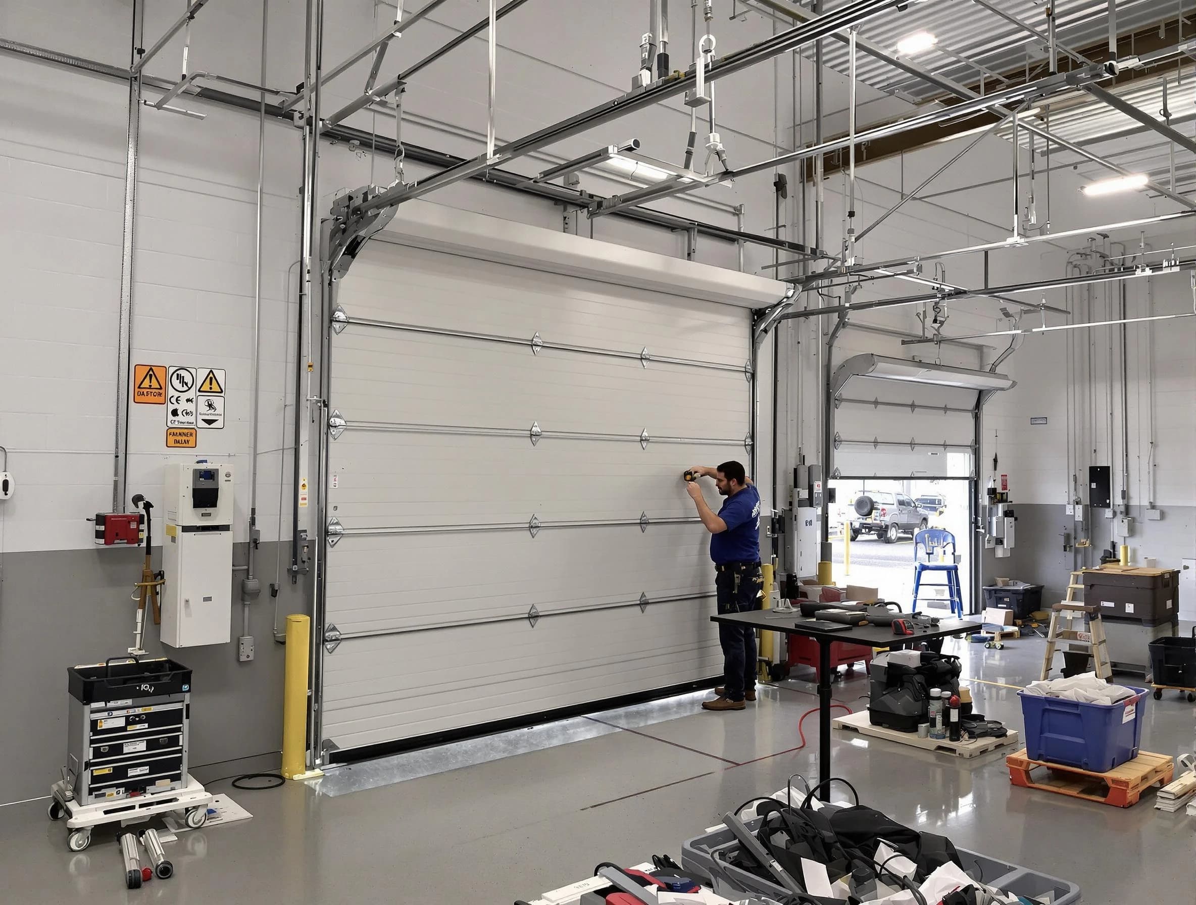Commercial garage door repair being performed by Murrysville Garage Door Repair expert in Murrysville