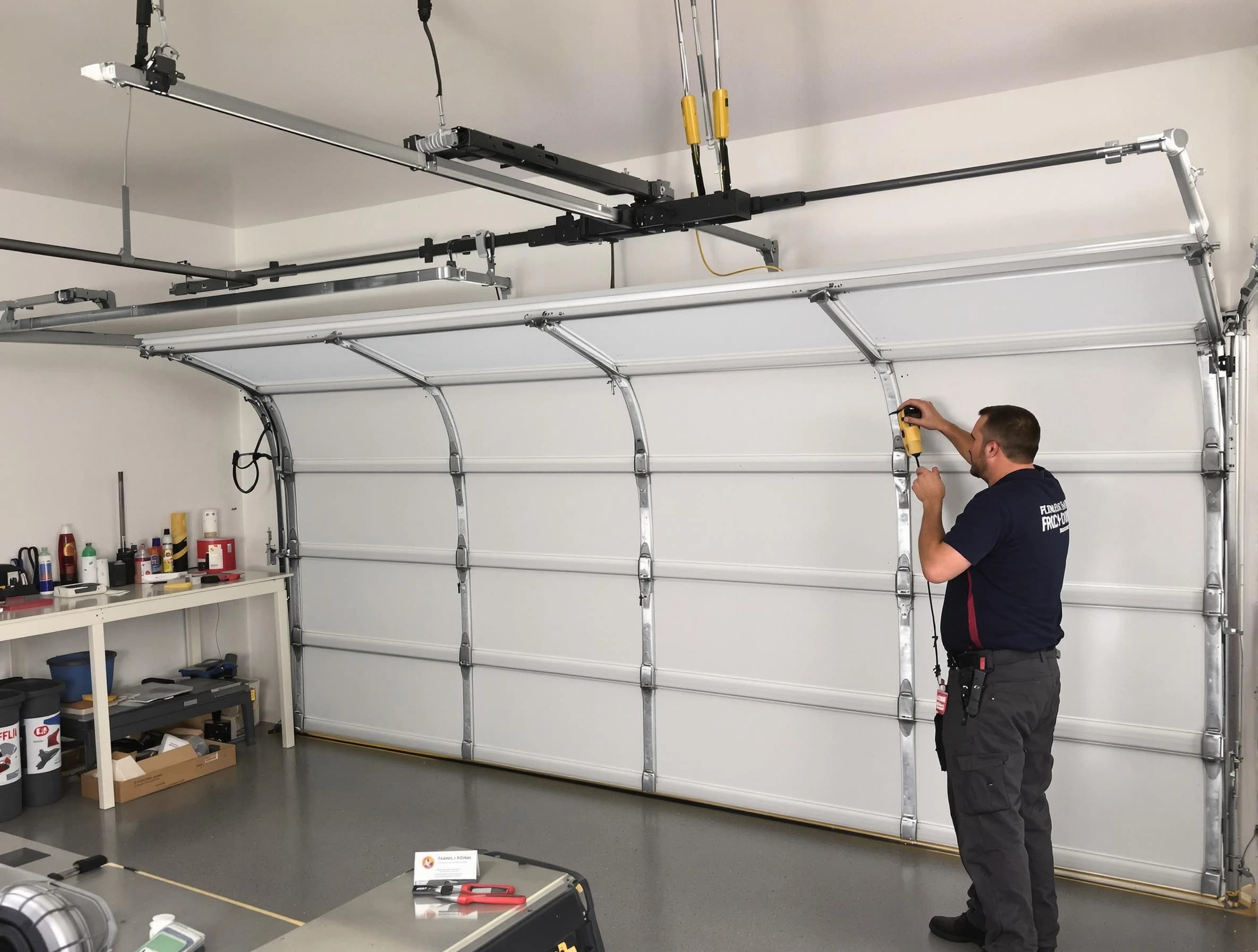 Murrysville Garage Door Repair certified technician performing overhead door system repair in Murrysville