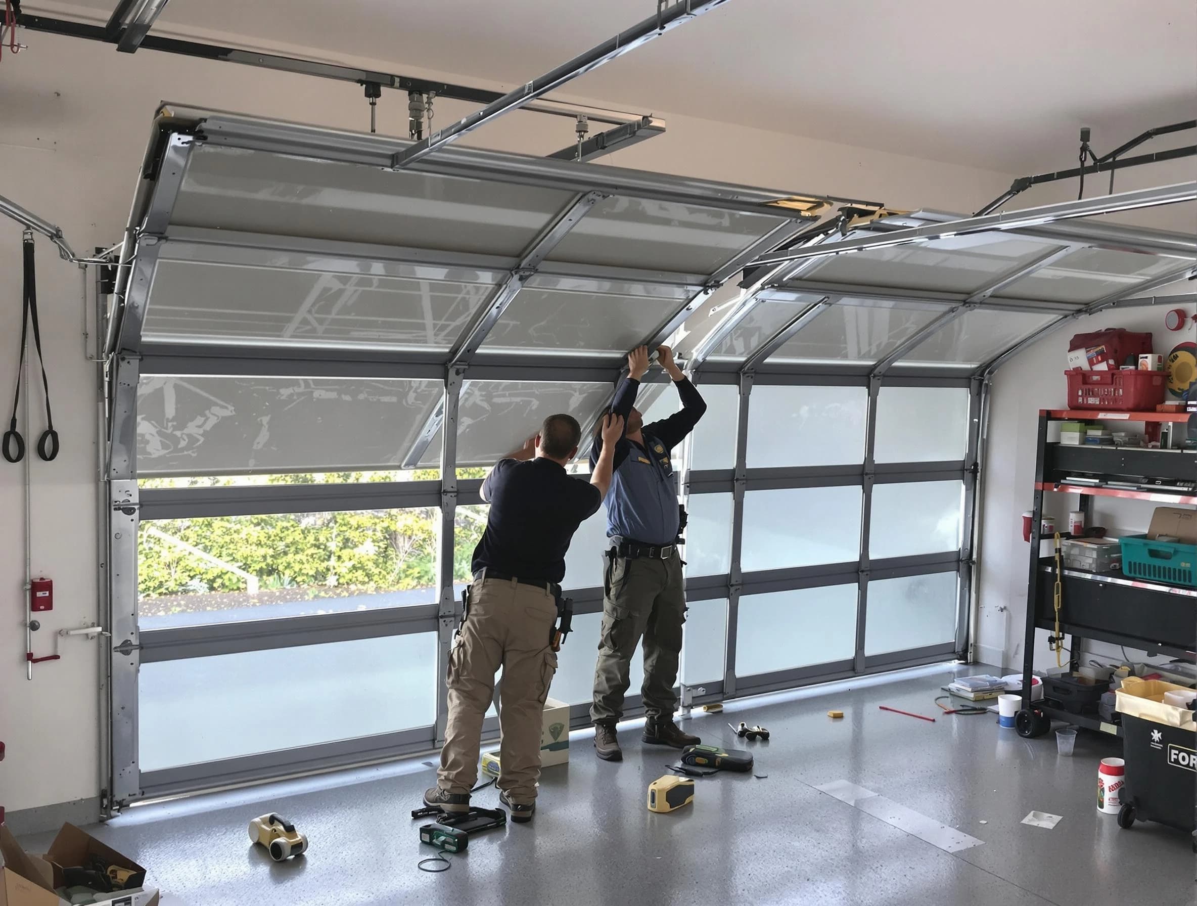 Murrysville Garage Door Repair expert performing precise panel replacement on Murrysville garage door