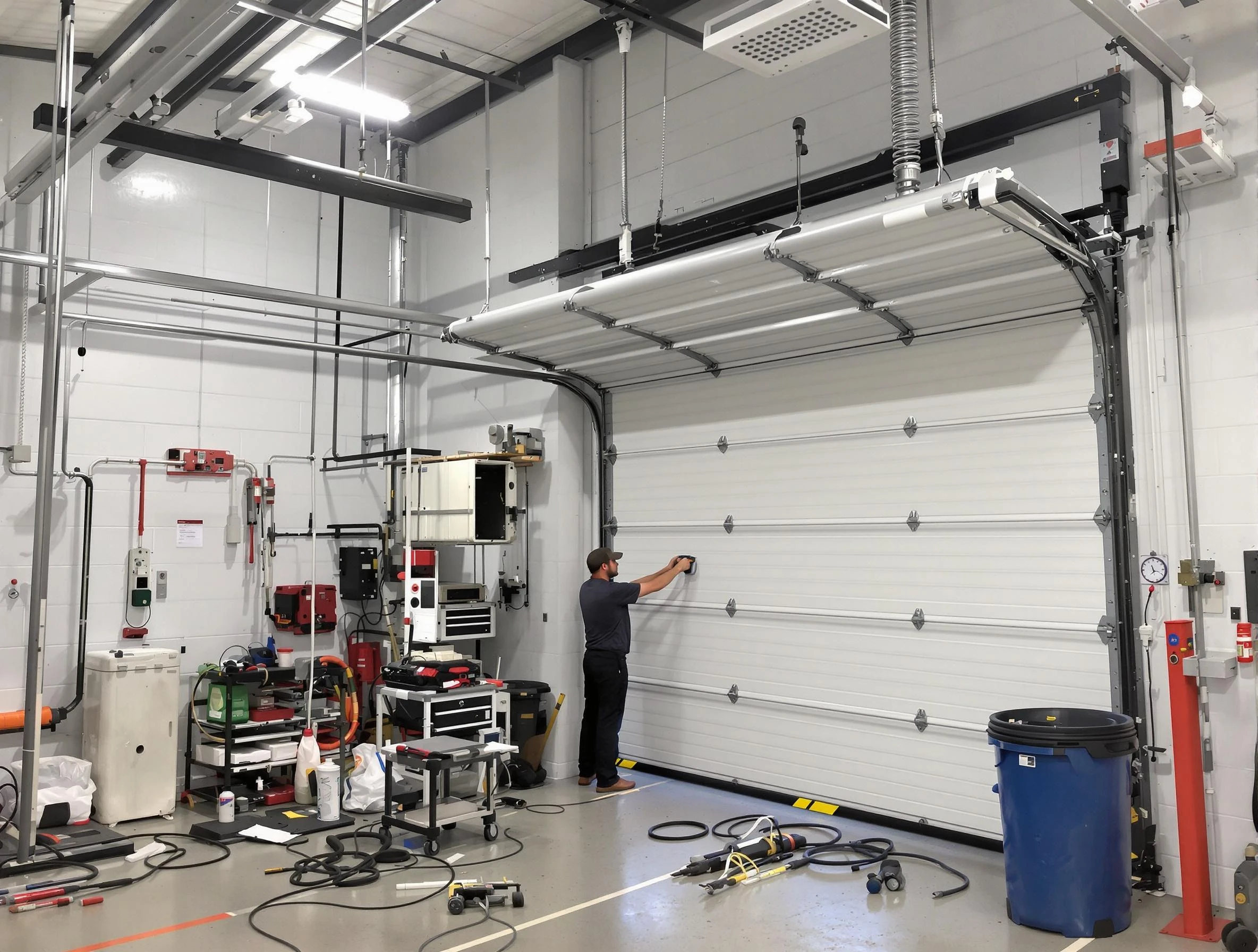 Murrysville Garage Door Repair certified technician performing commercial door repair at a Murrysville business facility