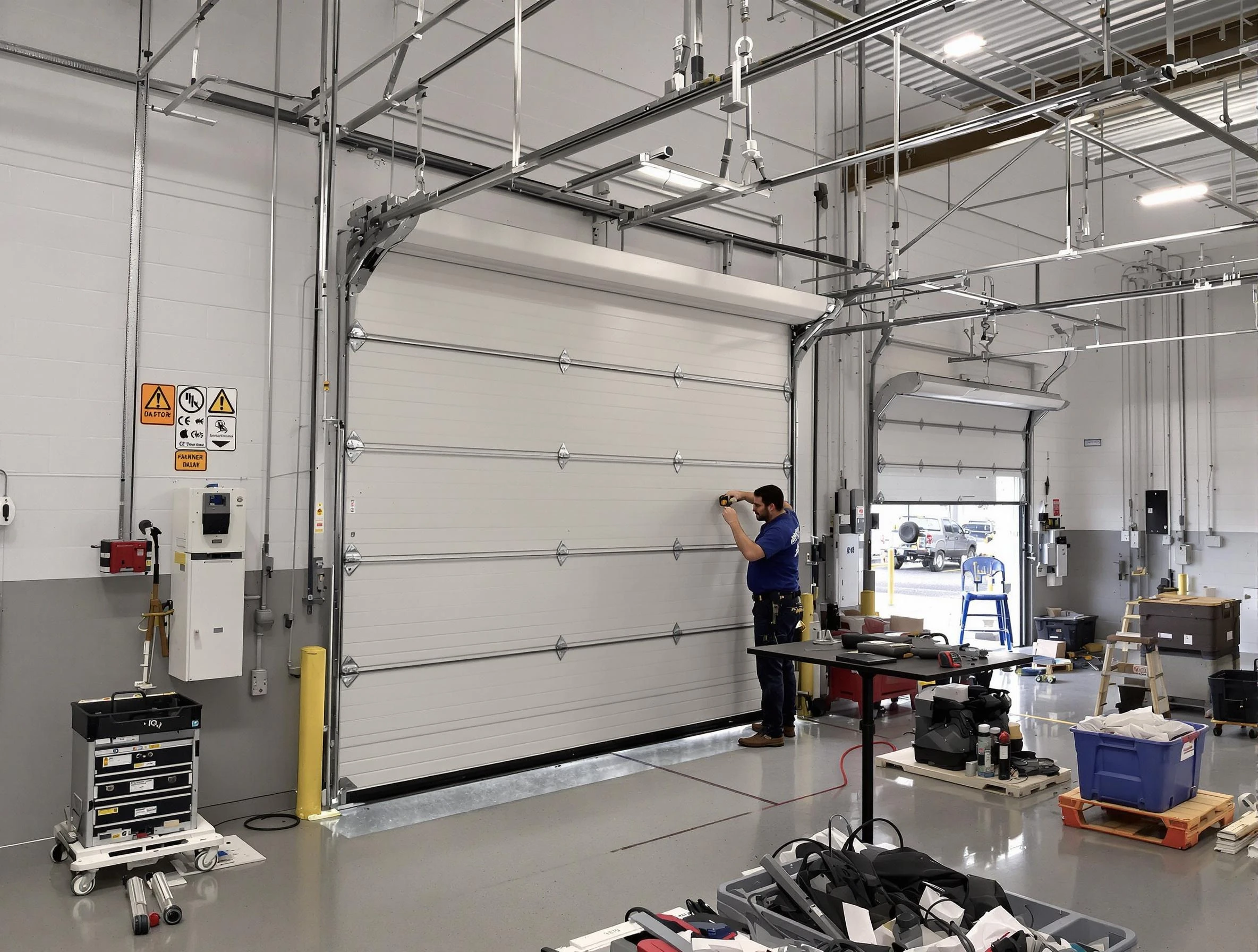 Commercial garage door repair being performed by Murrysville Garage Door Repair expert in Murrysville