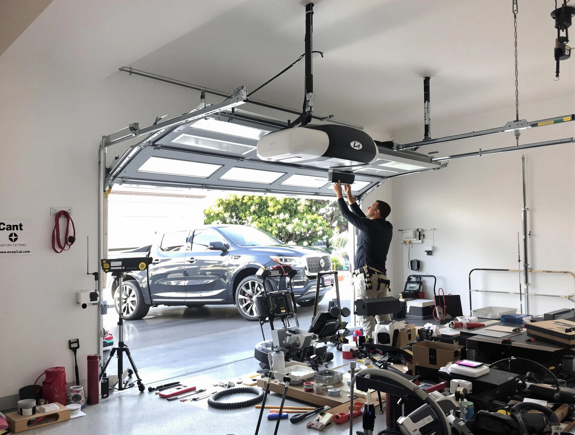 Murrysville Garage Door Repair specialist installing smart garage door opener system in Murrysville home
