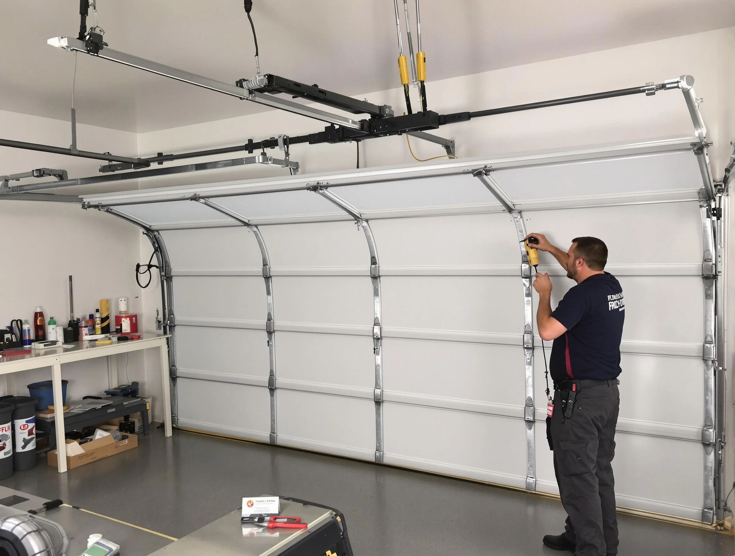 Murrysville Garage Door Repair certified technician performing overhead door system repair in Murrysville
