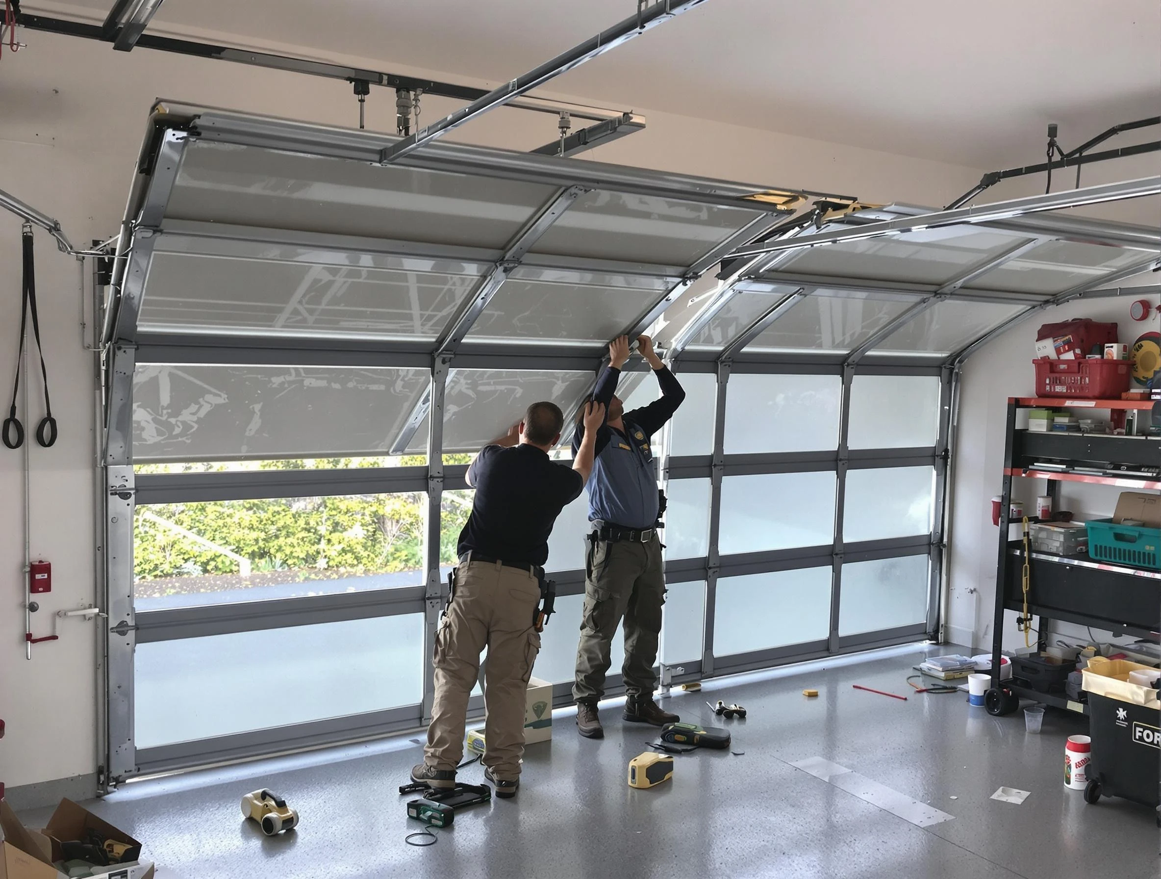 Murrysville Garage Door Repair expert performing precise panel replacement on Murrysville garage door