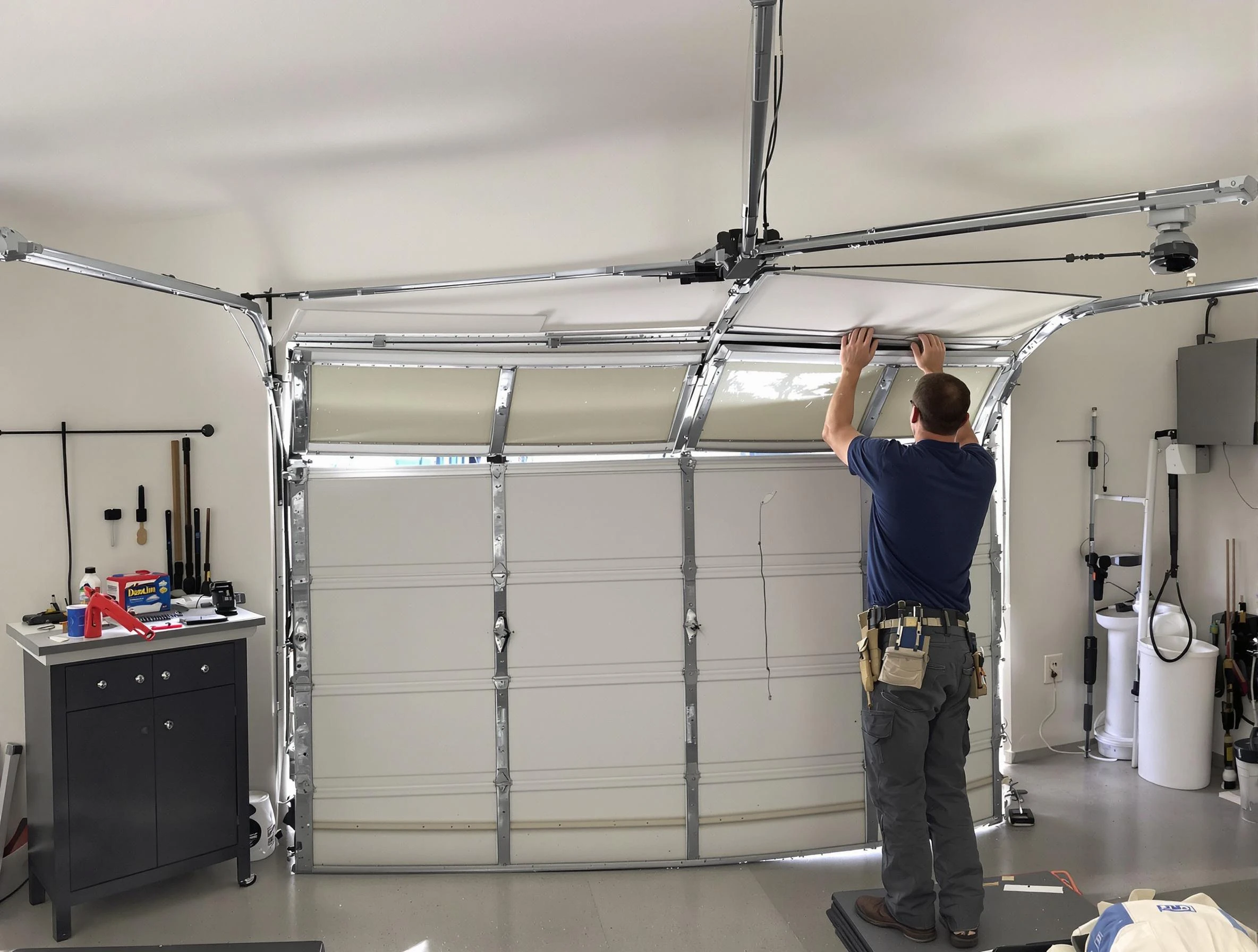 Murrysville Garage Door Repair specialist performing precise section replacement on Murrysville garage door